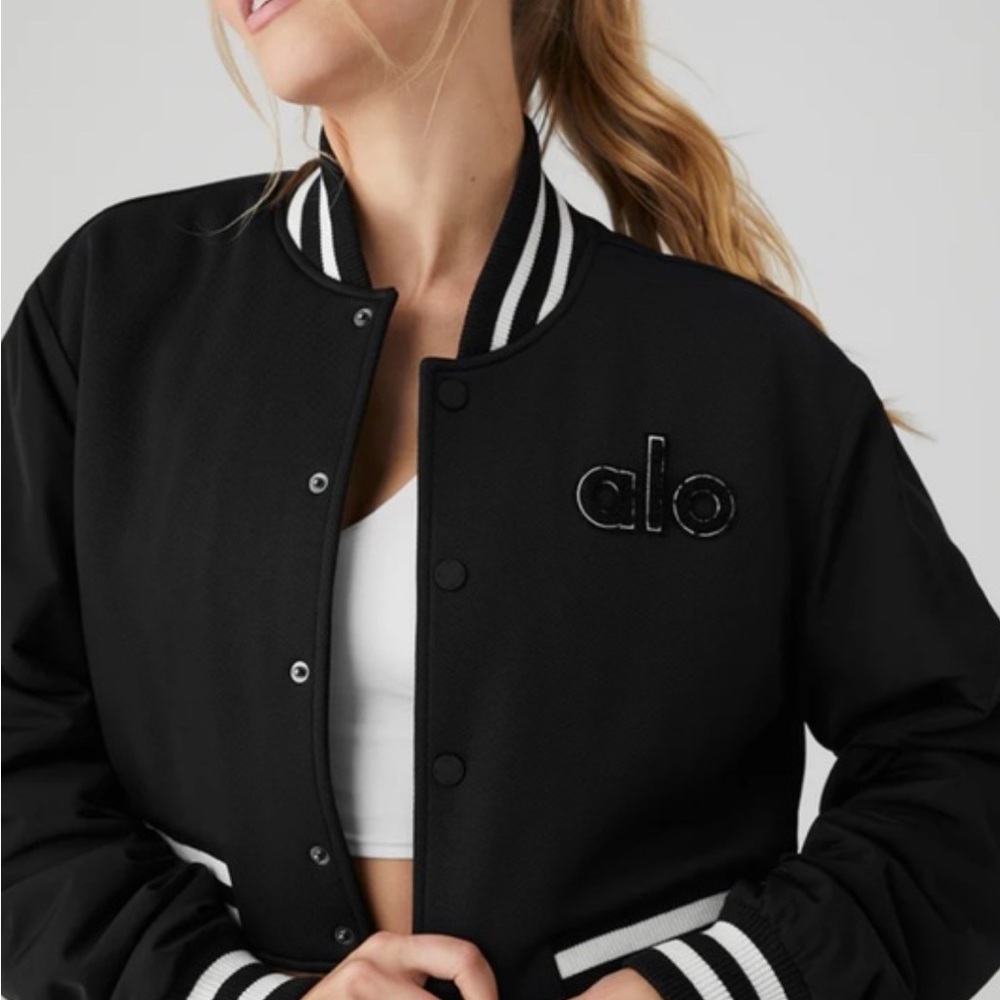 ALO Yoga Black Women's Varsity Bomber Jacket